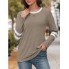 image:imageATHMILE Womens Long Sleeve Shirts Color Block Casual Crewneck Tops Tshirt Basic Tee Fall Fashion Clothes Trendy Outfits 2026Coffee Grey
