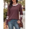 image:imageATHMILE Womens Long Sleeve Shirts Color Block Casual Crewneck Tops Tshirt Basic Tee Fall Fashion Clothes Trendy Outfits 2026Winered