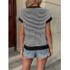 image:imageATHMILE Womens Short Sleeve Sweater Spring Summer Striped Teacher Round Neck Pullover Cap Sleeve Knit Cute Vest Tops 2026Black