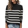 image:imageATHMILE Fall Mock Neck Striped Sweaters for Women 2026 Winter Turtleneck Long Sleeve Knit Sweater Fashion Pullover TopsBlack