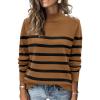 image:imageATHMILE Fall Mock Neck Striped Sweaters for Women 2026 Winter Turtleneck Long Sleeve Knit Sweater Fashion Pullover TopsKhaki