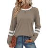 image:imageATHMILE Womens Long Sleeve Shirts Color Block Casual Crewneck Tops Tshirt Basic Tee Fall Fashion Clothes Trendy Outfits 2026Coffee Grey