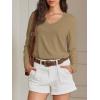 image:imageATHMILE Womens 2026 Fall Long Sleeve Shirts Basic Apparel Shirts Trendy V Neck Tshirt for Women Curved Hem TopsCoffee