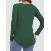 image:imageATHMILE Womens 2026 Fall Long Sleeve Shirts Basic Apparel Shirts Trendy V Neck Tshirt for Women Curved Hem TopsDark Green