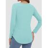 image:imageATHMILE Womens 2026 Fall Long Sleeve Shirts Basic Apparel Shirts Trendy V Neck Tshirt for Women Curved Hem TopsLake Green