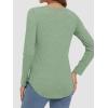image:imageATHMILE Womens 2026 Fall Long Sleeve Shirts Basic Apparel Shirts Trendy V Neck Tshirt for Women Curved Hem TopsLight Green