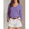 image:imageATHMILE Womens 2026 Fall Long Sleeve Shirts Basic Apparel Shirts Trendy V Neck Tshirt for Women Curved Hem TopsPurple