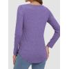 image:imageATHMILE Womens 2026 Fall Long Sleeve Shirts Basic Apparel Shirts Trendy V Neck Tshirt for Women Curved Hem TopsPurple