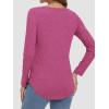 image:imageATHMILE Womens 2026 Fall Long Sleeve Shirts Basic Apparel Shirts Trendy V Neck Tshirt for Women Curved Hem TopsRose Red