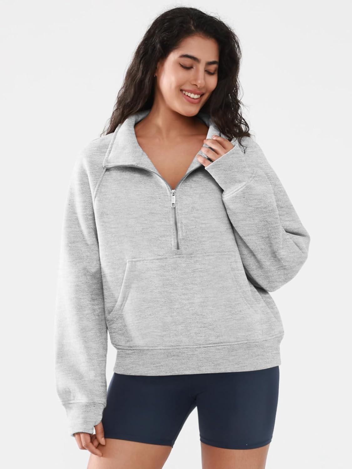 ATHMILE Womens Sweatshirts Half Zip Cropped Pullover Fleece Quarter ATHMILE Womens Sweatshirts Half Zip Cropped Pullover Fleece Quarter