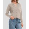 image:imageATHMILE Cropped Cardigan Sweaters for Women Long Sleeve Button Up Cable Knit Lightweight Cardigan Spring Clothes 2026Camel