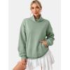 image:imageATHMILE Fleece Sweatshirt for Women Oversized Sweatshirts with Pockets Turtleneck Pullover Fashion Outfits Clothes 2026Gray Green