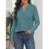 image:imageATHMILE Long Sleeve Shirts for Women 2026 Fall Outfits Henley Dressy Casual Tops Trendy Blouses Cute TShirts Fashion ClothesBlue Green