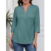 image:imageATHMILE Long Sleeve Shirts for Women 2026 Fall Outfits Henley Dressy Casual Tops Trendy Blouses Cute TShirts Fashion ClothesHalfblue Green