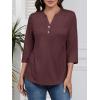 image:imageATHMILE Long Sleeve Shirts for Women 2026 Fall Outfits Henley Dressy Casual Tops Trendy Blouses Cute TShirts Fashion ClothesHalfburgundy