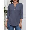 image:imageATHMILE Long Sleeve Shirts for Women 2026 Fall Outfits Henley Dressy Casual Tops Trendy Blouses Cute TShirts Fashion ClothesHalfnavy Blue