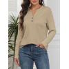 image:imageATHMILE Long Sleeve Shirts for Women 2026 Fall Outfits Henley Dressy Casual Tops Trendy Blouses Cute TShirts Fashion ClothesKhaki
