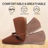 image:imageATHMILE Square Toe Ballet Flats Mary Janes Shoes Women with Padded Heel amp Adjustable Strap Knit SlipOn Flats for Women for Office Dressy amp Casual Machine Washable for Easy CareBrown