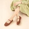 image:imageATHMILE Square Toe Ballet Flats Mary Janes Shoes Women with Padded Heel amp Adjustable Strap Knit SlipOn Flats for Women for Office Dressy amp Casual Machine Washable for Easy CareBrown