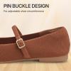 image:imageATHMILE Square Toe Ballet Flats Mary Janes Shoes Women with Padded Heel amp Adjustable Strap Knit SlipOn Flats for Women for Office Dressy amp Casual Machine Washable for Easy CareBrown