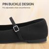 image:imageATHMILE Square Toe Ballet Flats Mary Janes Shoes Women with Padded Heel amp Adjustable Strap Knit SlipOn Flats for Women for Office Dressy amp Casual Machine Washable for Easy CareBlack