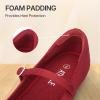 image:imageATHMILE Square Toe Ballet Flats Mary Janes Shoes Women with Padded Heel amp Adjustable Strap Knit SlipOn Flats for Women for Office Dressy amp Casual Machine Washable for Easy CareRed