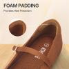 image:imageATHMILE Square Toe Ballet Flats Mary Janes Shoes Women with Padded Heel amp Adjustable Strap Knit SlipOn Flats for Women for Office Dressy amp Casual Machine Washable for Easy CareBrown
