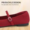image:imageATHMILE Square Toe Ballet Flats Mary Janes Shoes Women with Padded Heel amp Adjustable Strap Knit SlipOn Flats for Women for Office Dressy amp Casual Machine Washable for Easy CareRed