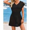 image:imageATHMILE Women Crochet Swim Coverups Short Sleeve V Neck Bathing Suit Beach Dress Summer Swimwear Cover UpBlack