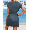 image:imageATHMILE Women Crochet Swim Coverups Short Sleeve V Neck Bathing Suit Beach Dress Summer Swimwear Cover UpDeep Teal