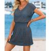 image:imageATHMILE Women Crochet Swim Coverups Short Sleeve V Neck Bathing Suit Beach Dress Summer Swimwear Cover UpDeep Teal