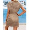 image:imageATHMILE Women Crochet Swim Coverups Short Sleeve V Neck Bathing Suit Beach Dress Summer Swimwear Cover UpSand