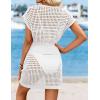 image:imageATHMILE Women Crochet Swim Coverups Short Sleeve V Neck Bathing Suit Beach Dress Summer Swimwear Cover UpWhite