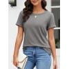 image:imageATHMILE Womens Boat Neck Tops Fashion Short Sleeve Scoop Neck Tees for Women Trendy Casual Shirts Summer Beach Outfits 2026Grey