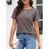 image:imageATHMILE Womens Boat Neck Tops Fashion Short Sleeve Scoop Neck Tees for Women Trendy Casual Shirts Summer Beach Outfits 2026Greypurple