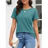 image:imageATHMILE Womens Boat Neck Tops Fashion Short Sleeve Scoop Neck Tees for Women Trendy Casual Shirts Summer Beach Outfits 2026Lakeblue