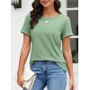 image:imageATHMILE Womens Boat Neck Tops Fashion Short Sleeve Scoop Neck Tees for Women Trendy Casual Shirts Summer Beach Outfits 2026Lightgreen