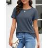 image:imageATHMILE Womens Boat Neck Tops Fashion Short Sleeve Scoop Neck Tees for Women Trendy Casual Shirts Summer Beach Outfits 2026Navy