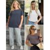 image:imageATHMILE Womens Boat Neck Tops Fashion Short Sleeve Scoop Neck Tees for Women Trendy Casual Shirts Summer Beach Outfits 2026Winered