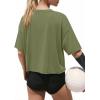 image:imageATHMILE Womens Crop Tops Workout Shirts Gym Oversized Spring Summer Basic Tees Short Sleeve Casual Loose Drop Shoulder 2026Armygreen