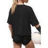 image:imageATHMILE Womens Crop Tops Workout Shirts Gym Oversized Spring Summer Basic Tees Short Sleeve Casual Loose Drop Shoulder 2026Black