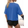 image:imageATHMILE Womens Crop Tops Workout Shirts Gym Oversized Spring Summer Basic Tees Short Sleeve Casual Loose Drop Shoulder 2026Blue