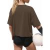 image:imageATHMILE Womens Crop Tops Workout Shirts Gym Oversized Spring Summer Basic Tees Short Sleeve Casual Loose Drop Shoulder 2026Brown