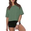 image:imageATHMILE Womens Crop Tops Workout Shirts Gym Oversized Spring Summer Basic Tees Short Sleeve Casual Loose Drop Shoulder 2026Darkgreen