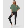 image:imageATHMILE Womens Crop Tops Workout Shirts Gym Oversized Spring Summer Basic Tees Short Sleeve Casual Loose Drop Shoulder 2026Darkgreen