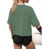 image:imageATHMILE Womens Crop Tops Workout Shirts Gym Oversized Spring Summer Basic Tees Short Sleeve Casual Loose Drop Shoulder 2026Darkgreen
