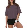 image:imageATHMILE Womens Crop Tops Workout Shirts Gym Oversized Spring Summer Basic Tees Short Sleeve Casual Loose Drop Shoulder 2026Darkpurple