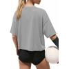 image:imageATHMILE Womens Crop Tops Workout Shirts Gym Oversized Spring Summer Basic Tees Short Sleeve Casual Loose Drop Shoulder 2026Gray