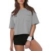 image:imageATHMILE Womens Crop Tops Workout Shirts Gym Oversized Spring Summer Basic Tees Short Sleeve Casual Loose Drop Shoulder 2026Gray