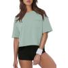 image:imageATHMILE Womens Crop Tops Workout Shirts Gym Oversized Spring Summer Basic Tees Short Sleeve Casual Loose Drop Shoulder 2026Graygreen